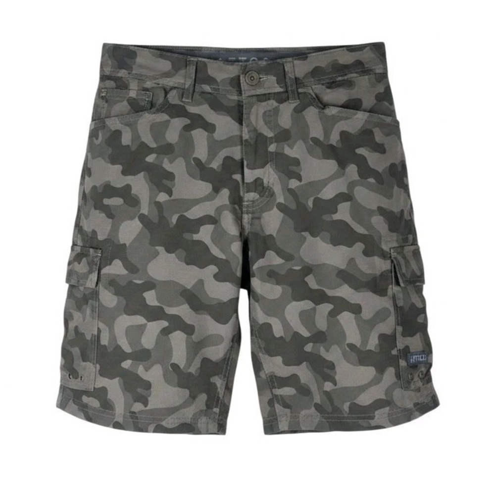 AFTCO Cargo Fishing 8" Shorts Mens 32 Green Ripstop Performance Stretch